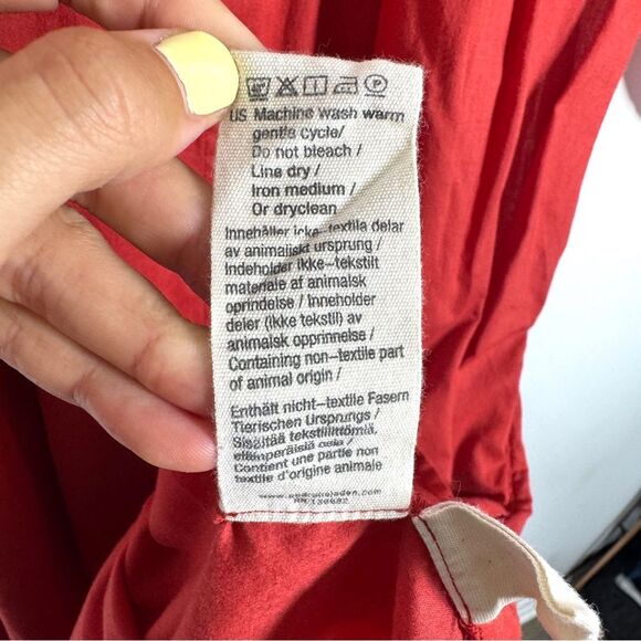 Gudrun Sjoden Women's Size Small Red Organic Recycled Cotton Button Down Dress - Picture 7 of 9
